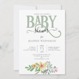 Inbjudan till blommigt KÖN NEUTRAL BABY SHOWER