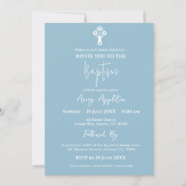 Inbjudan till Blommigt Kor Baptism Himmel Blue