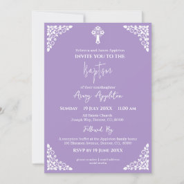 Inbjudan till Blommigt Kor Baptism Lilac