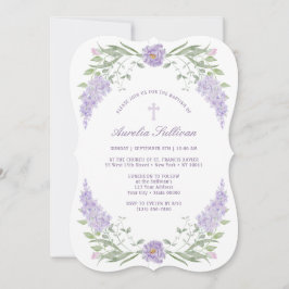 Inbjudan till blommigt Lilac Ram Baptism