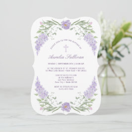 Inbjudan till blommigt Lilac Ram Baptism