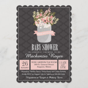 Inbjudan till blommigt Mason Burk Baby Shower