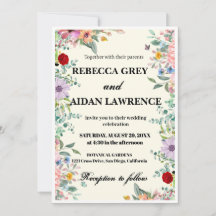 Inbjudan till Blommigt med färgfärg på vattenfärg 