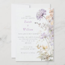 Inbjudan till blommigt med romsk lilac-bröllop