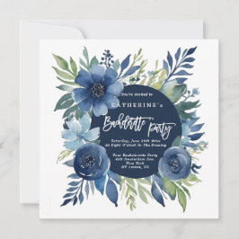 Inbjudan till blommigt Navy Blue Bachelorette-part