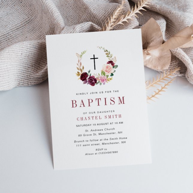 Inbjudan till blommigt och  baptism (Skapare uppladdad)