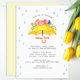 Inbjudan till blommigt Paraplla Baby Shower - Apri