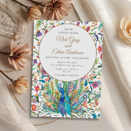 Inbjudan till blommigt Peacock & Feather Wedding