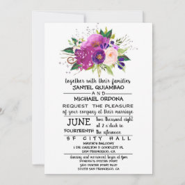 Inbjudan till blommigt Plum Watercolor Wedding