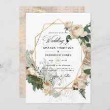 Inbjudan till Blommigt Polygonal Rustic Wedding i