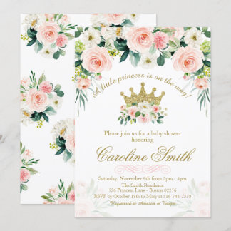 Inbjudan till blommigt Princess Guld Baby Shower