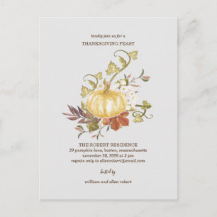 Inbjudan till blommigt Pumpkin-Thanksgiving på mid