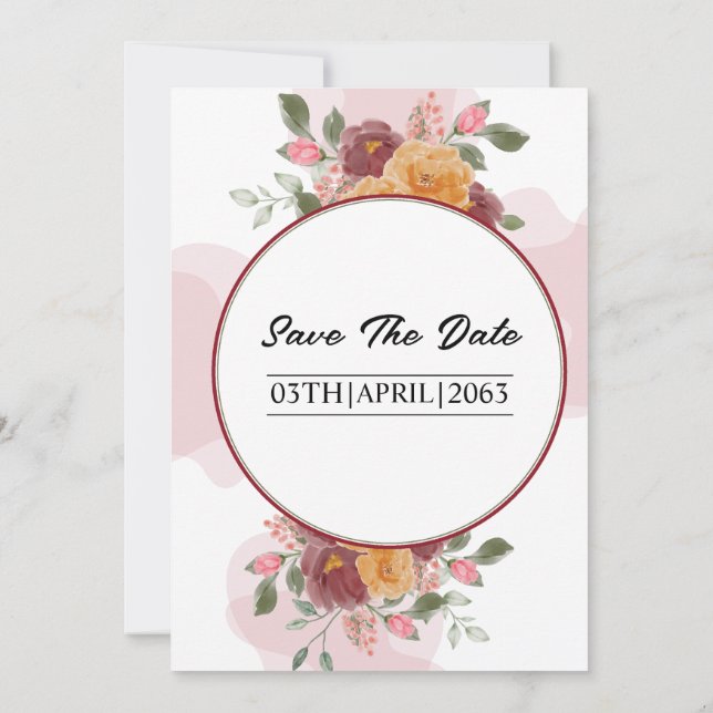 Inbjudan till Blommigt Ram-vinter-bröllopskort (Baksida)