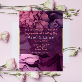 Inbjudan till blommigt Rosa Lila Botaniskt bröllop