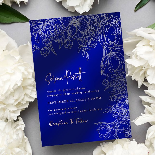 Inbjudan till blommigt Royal Blue Arch Wedding (Skapare uppladdad)