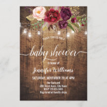 Inbjudan till Blommigt Rustic Baby Shower