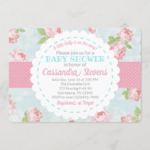 Inbjudan till blommigt Shabby chic Baby Shower