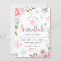 Inbjudan till blommigt Snöflake Baby Shower