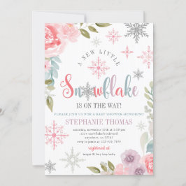 Inbjudan till blommigt Snöflake Baby Shower
