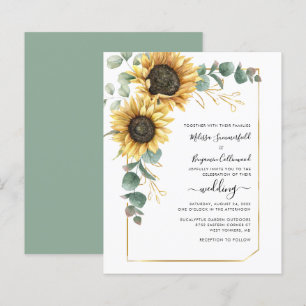 Inbjudan till blommigt Solros Eucalyptus Wedding