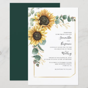 Inbjudan till blommigt Solros Eucalyptus Wedding