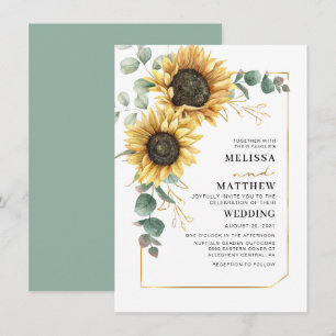 Inbjudan till blommigt Solros Eucalyptus Wedding