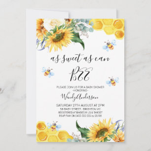 Inbjudan till blommigt Solrosbin Baby Shower