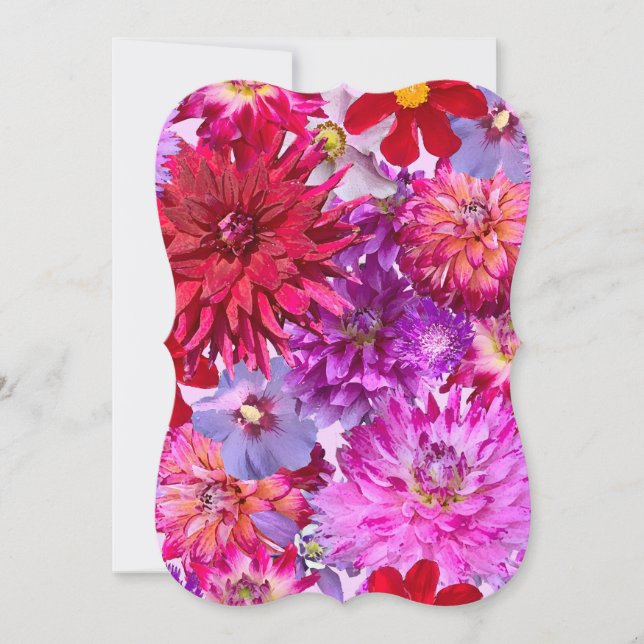 Inbjudan till blommigt, stor blomma mönster. (Framsida)