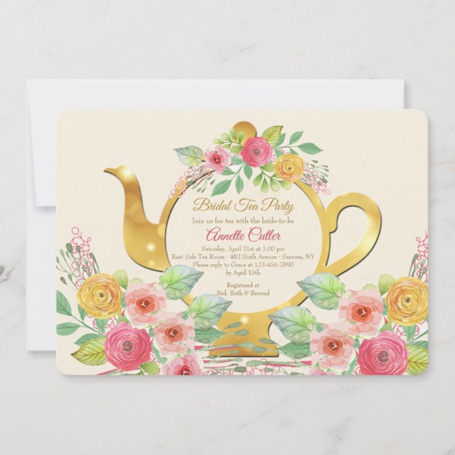 Inbjudan till blommigt Tea (Framsida)