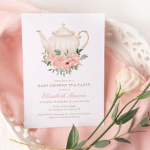 Inbjudan till blommigt Tea Party Baby Shower