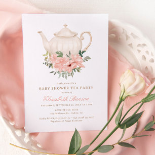 Inbjudan till blommigt Tea Party Baby Shower