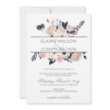 Inbjudan till Blommigt Vår bröllop för blå och per