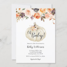 Inbjudan till blommigt Vita Pumpkin Baby Shower