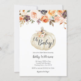 Inbjudan till blommigt Vita Pumpkin Baby Shower