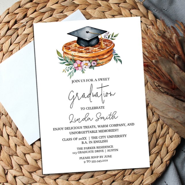 Inbjudan till Blommigt Waffle Studenten (Sweet success! 🎓🥞 Celebrate with waffles & good company. #ClassOf2025")