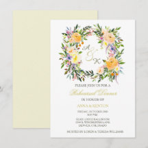 Inbjudan till blommigt Wandeand Bröllop Rehearsal