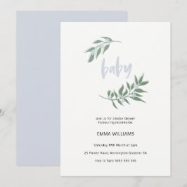 Inbjudan till blommigt WandeBaby Shower | Blå