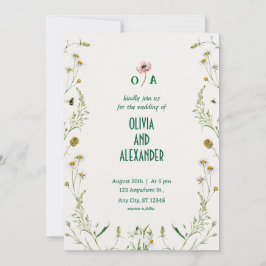 Inbjudan till blommigt Watercolor Illustration Wed