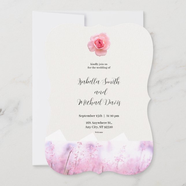 Inbjudan till blommigt Watercolor Illustration Wed (Framsida)