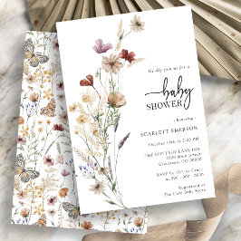 Inbjudan till blommigt White Baby Shower