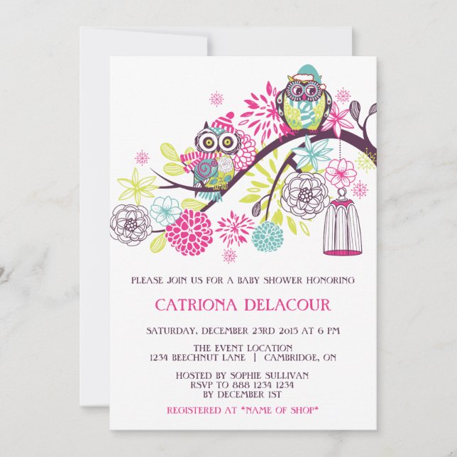 Inbjudan till Blommigten Baby Shower  för färglöst (Framsida)