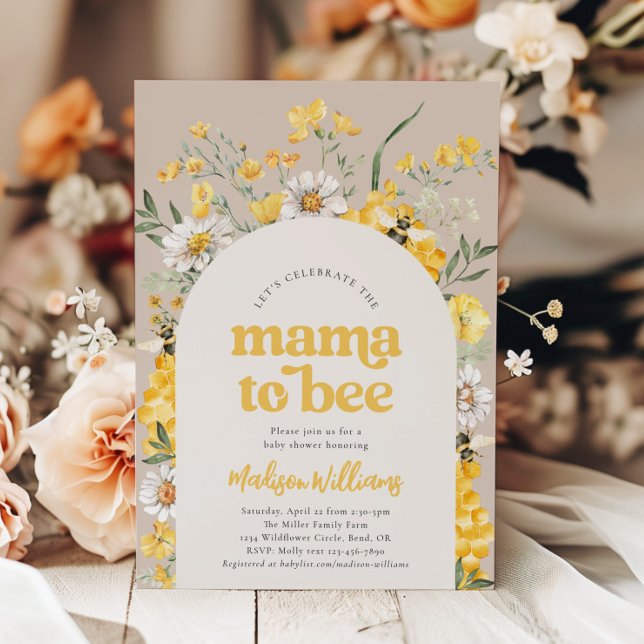 Inbjudan till blommigten Bee Baby Shower (Skapare uppladdad)