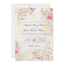 Inbjudan till Blommigten Boho Vintage bröllop med 