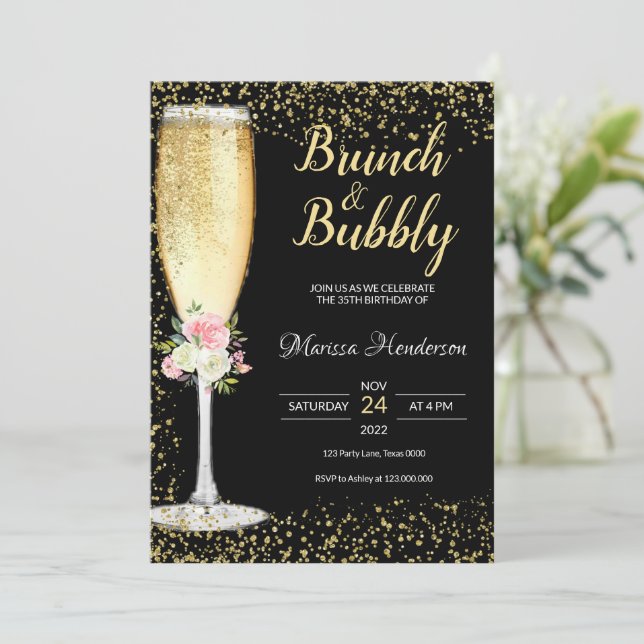 Inbjudan till Blommigten Brunch & Bubly Birthday (Stående Fram)