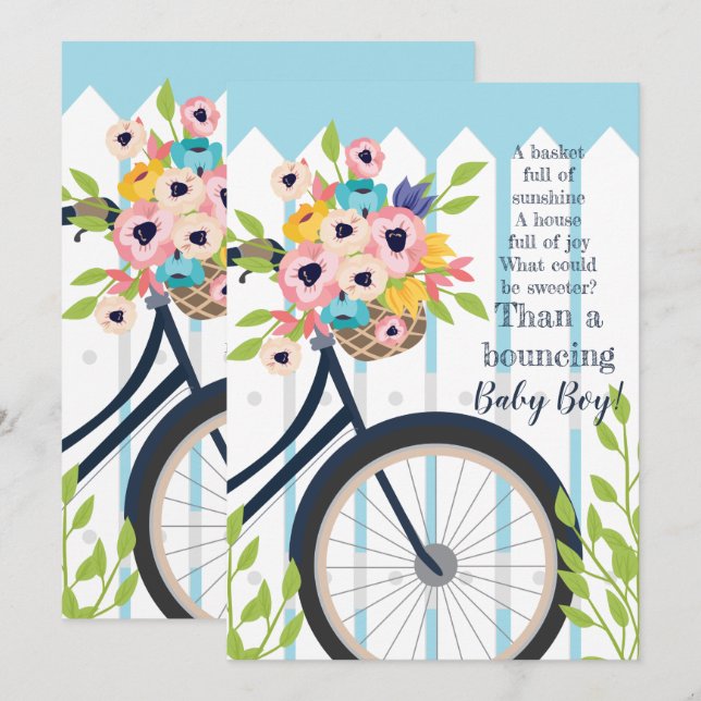 Inbjudan till Blommigten Cute Baby Shower Garden P (Fram/baksida)