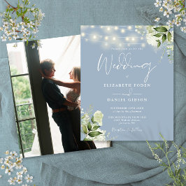 Inbjudan till Blommigten Dusty Blue Photo Wedding