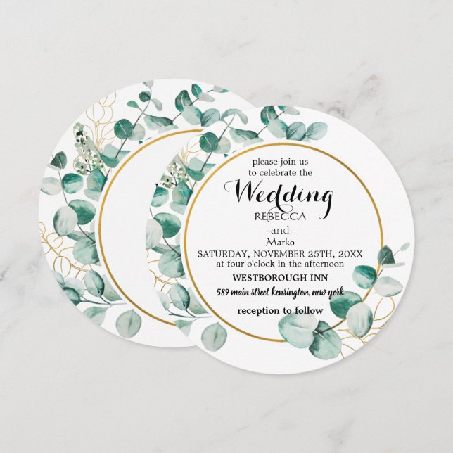 Inbjudan till blommigten elegant (Fram/baksida)