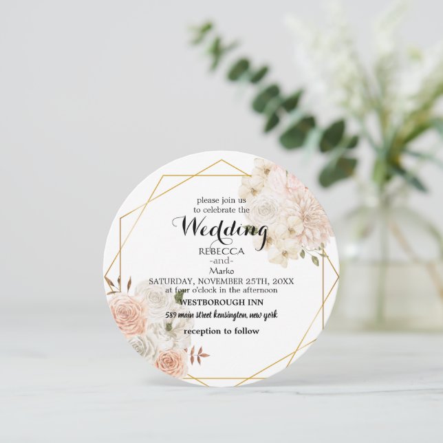 Inbjudan till blommigten elegant (Stående Fram)