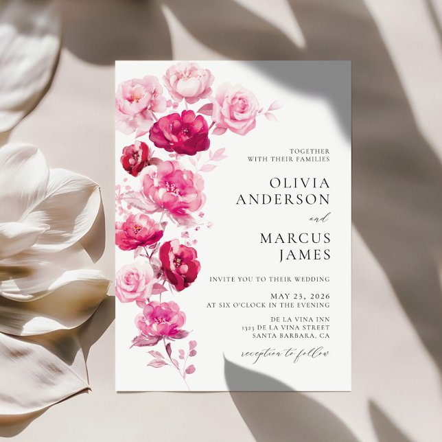 Inbjudan till Blommigten Elegant bröllop för magen (Front)