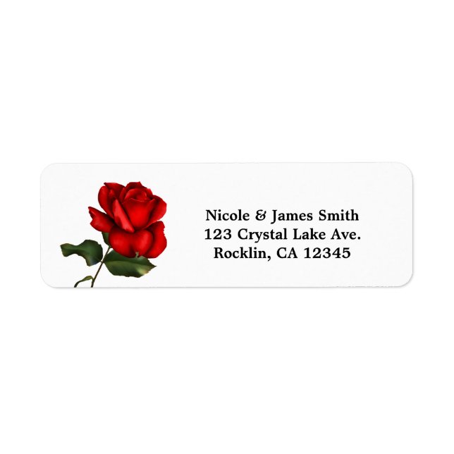 Inbjudan till Blommigten elegant Röd ros Long Stem Returadress Etikett (Framsidan)